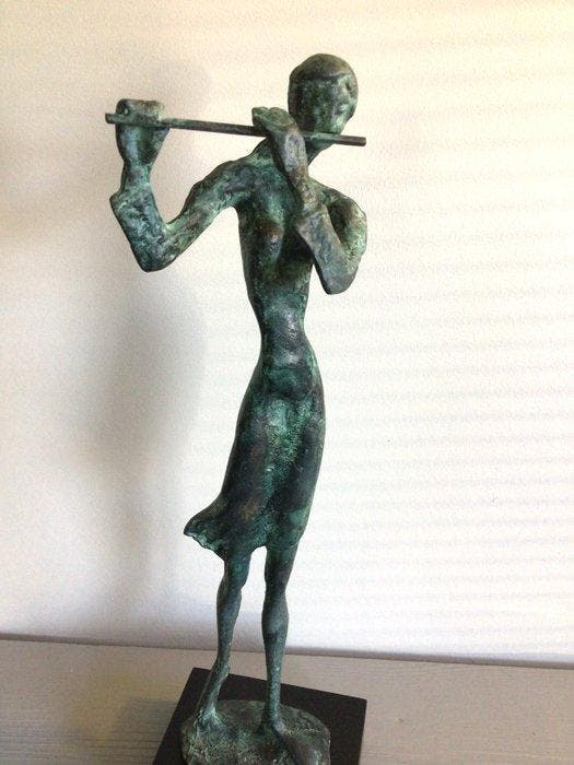 Sculpture, “ De Fluitiste “ - 34 cm - Bronze, Antiek en Kunst, Curiosa en Brocante