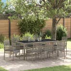 vidaXL Tuin Eettafel Set 9 pcs Grijs poly rattan, Verzenden