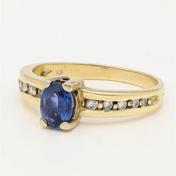 Bague - 18 carats Or jaune Saphir - Diamant, Bijoux, Sacs & Beauté