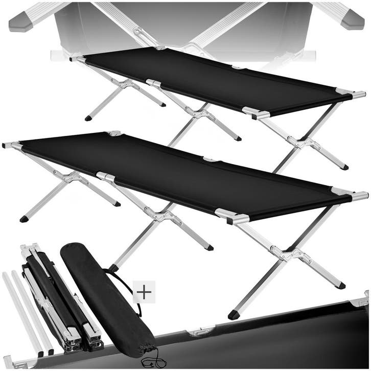 2 veldbedden van aluminium - zwart, Caravanes & Camping, Accessoires de camping, Envoi
