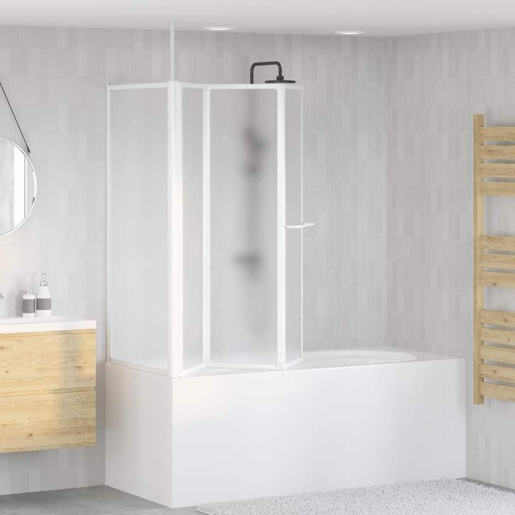 vidaXL Badwand L-vormig 4 panelen inklapbaar 70x120x137 cm, Doe-het-zelf en Bouw, Sanitair, Nieuw, Verzenden