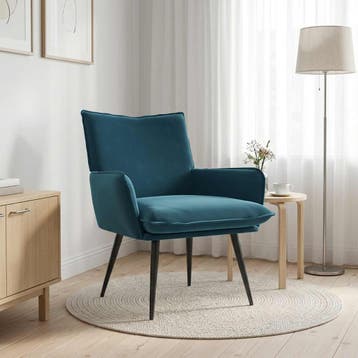 vidaXL Fauteuil Blauw fluweel, Verzenden, Nieuw