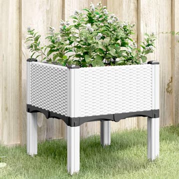 vidaXL Plantenbak met poten 40x40x42 cm polypropeen wit, Tuin en Terras, Verzenden, Nieuw