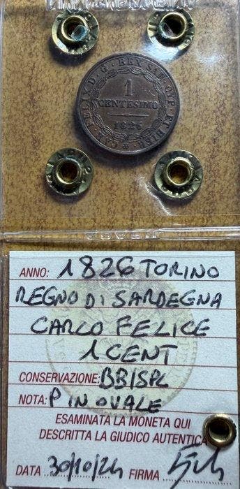 Italië, Koninkrijk Sardinië Carlo Felice. 1 Cent 1826 Torino