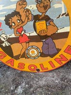 Shell Gasoline emaille reclamebord – Betty Boop & Popeye