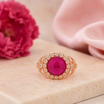 Sans prix de réserve - Bague Plaqué or Rubis - Diamant -, Bijoux, Sacs & Beauté, Bagues