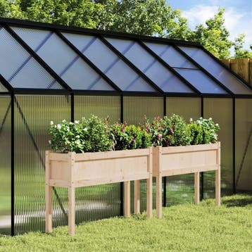 vidaXL Plantenbakken met poten 2 st massief grenenhout, Verzenden, Nieuw