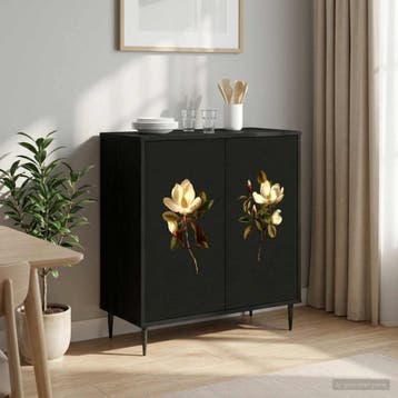 vidaXL Dressoir BREMEN Zwart eiken 69 x 33 x 76 cm Bewerkt, Verzenden
