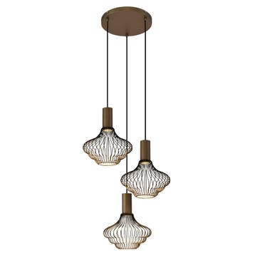Moderne Hanglampen Asli 3-lichts Hanglamp Zacht Brons, Verzenden, Nieuw