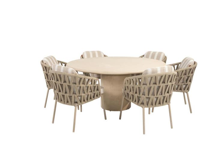 4 Seasons Outdoor Beverly tuinset latte met Hampton tafel Ø, Jardin & Terrasse, Ensembles de jardin