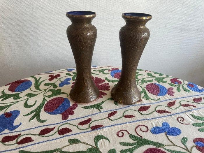 Val Saint Lambert - Vaas (2) - Glas, Brons - Art Nouveau, Antiek en Kunst, Antiek | Glaswerk en Kristal