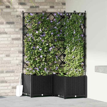 vidaXL Plantenbak 3 st Zwart 80 x 80 x 143 cm PP, Verzenden, Nieuw