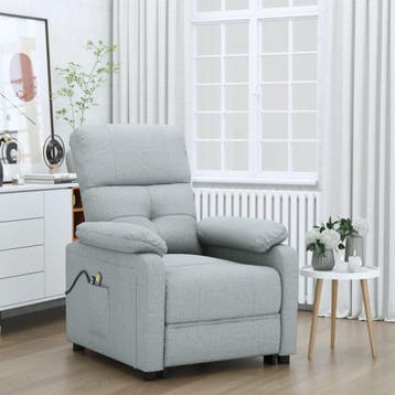 vidaXL Massagestoel elektrisch stof lichtgrijs, Verzenden, Nieuw