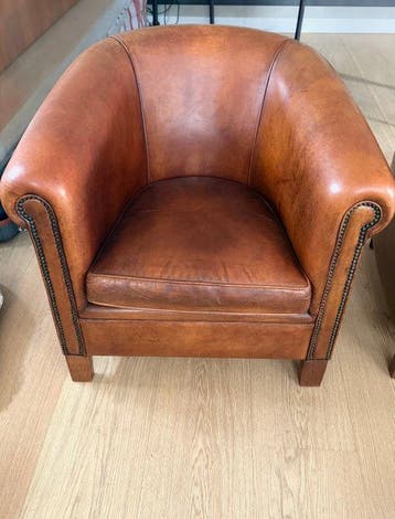 Fauteuil - cuir de mouton - Fauteuil club anglais