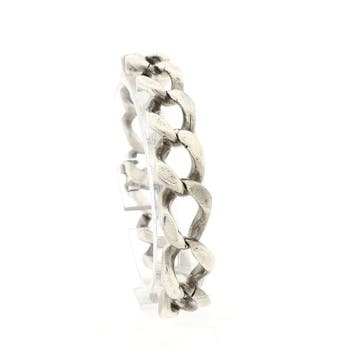 Zilveren gourmetschakel armband (Schakelarmband), Handtassen en Accessoires, Armbanden, Ophalen of Verzenden, Gebruikt, Zilver