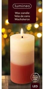 Ledkaars wax steady binnen lumineo terra tricolor warm wit