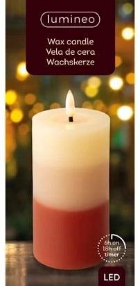 Ledkaars wax steady binnen lumineo terra tricolor warm wit