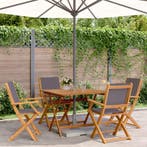 vidaXL 5-delige Tuinset massief hout en stof, Verzenden, Nieuw, Tuinset