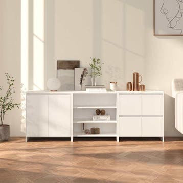 vidaXL 3 st. Dressoirs bewerkt hout wit, Verzenden, Nieuw