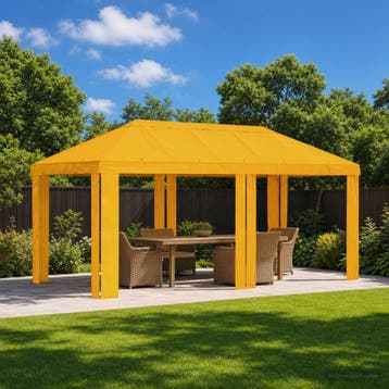vidaXL Tuinpaviljoenhoes 6 x 3 m Geel Polyester 190 gsm, Verzenden