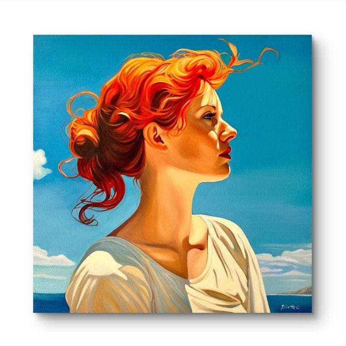 Biatturi Irina - With the Wind, Antiek en Kunst, Kunst | Designobjecten
