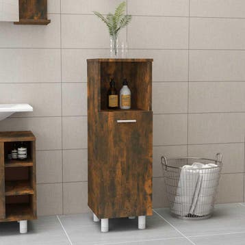 vidaXL Badkamerkast 30x30x95 cm bewerkt hout gerookt, Verzenden, Nieuw
