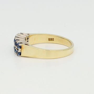 Ring - 14 karaat Geel goud, Witgoud Saffier, Nieuw