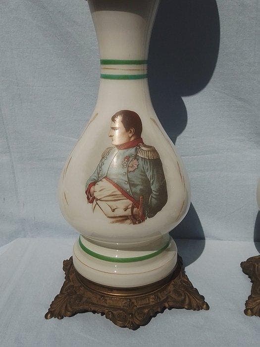 Napoleon Bonaparte en Joséphine - Lampe à huile (2) - Verre,, Antiek en Kunst, Curiosa en Brocante