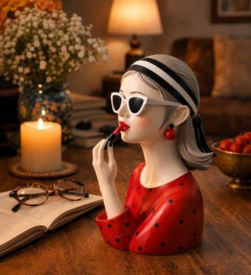 Buste, Lipstick Lady - Handbeschilderd – Retro Glamour –