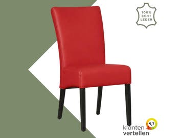 Leren eetkamerstoel Just - Toledo Ferrari (felrood) - Poten, Huis en Inrichting, Stoelen, Bohemian, Eigentijds, Klassiek, Retro, Romantisch, Scandinavisch
