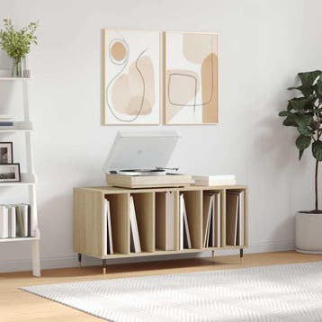 vidaXL Platenkast 100x38x48 cm bewerkt hout sonoma, Huis en Inrichting, Woonaccessoires | Cd- en Dvd-rekken, Verzenden, Nieuw