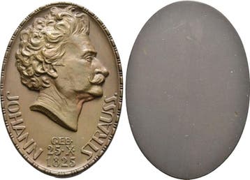 Ovale einseitige brons medaille o J Johann Strauss, 1825-..., Verzenden
