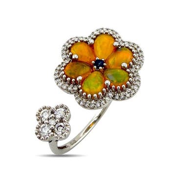 Ring - 14 karaat Exclusive 14K witgoud 1,43 ct opaal,, Nieuw