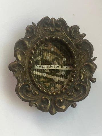 Reliekhouder - Metaal, Glas, Textiel - 1930-1940 - Virgen de