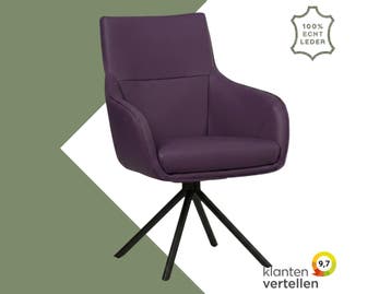 Leren draaibare eetkamerstoel Fancy - Toledo Aubergine, Nieuw, Leer, Ophalen of Verzenden, 90 cm of meer