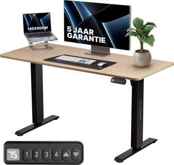 Stane Zit Sta Bureau Elektrisch Verstelbaar 140 x 60 cm - 4, Huis en Inrichting, Verzenden, Nieuw