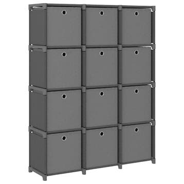 vidaXL Kast met 12 vakken met boxen 103x30x141 cm stof grijs, Verzenden