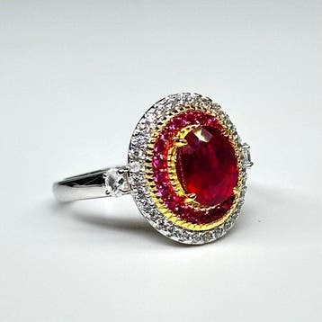 Sans prix de réserve - Bague Argent 925 avec naturel Rubis, Bijoux, Sacs & Beauté, Bagues