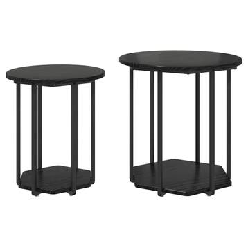 vidaXL Bijzettafelset 2 st Zwart Eiken 50 x 50 x 50,5 cm, Verzenden, Nieuw