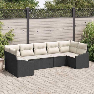 vidaXL Bankstel 7 st Zwart poly rattan, Verzenden, Nieuw