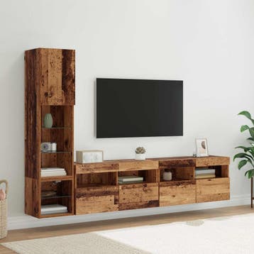 vidaXL TV Wand Eenheid 4 st Oudhout Bewerkt hout, Verzenden, Nieuw