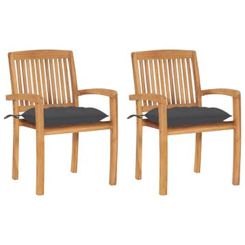 vidaXL Tuinstoelen 2 st met antracietkleurige kussens, Verzenden, Nieuw