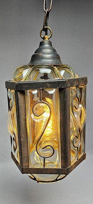 Plafondlamp - Gesmeed ijzer, gepatineerd metaal en