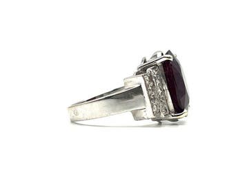 Ring - 18 karaat Witgoud - 5.50ct. tw. Granaat - Diamant, Bijoux, Sacs & Beauté, Bagues