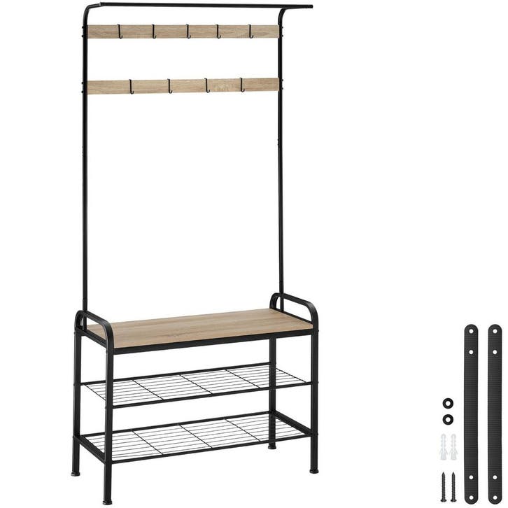 tectake Garderobekast - 85,5x36x184cm, Industrieel licht hou, Maison & Meubles, Armoires | Penderies & Garde-robes, Envoi