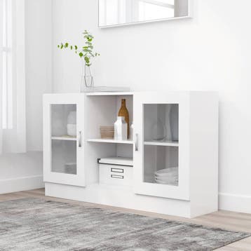 vidaXL Vitrinekast 120x30,5x70 cm bewerkt hout wit, Verzenden