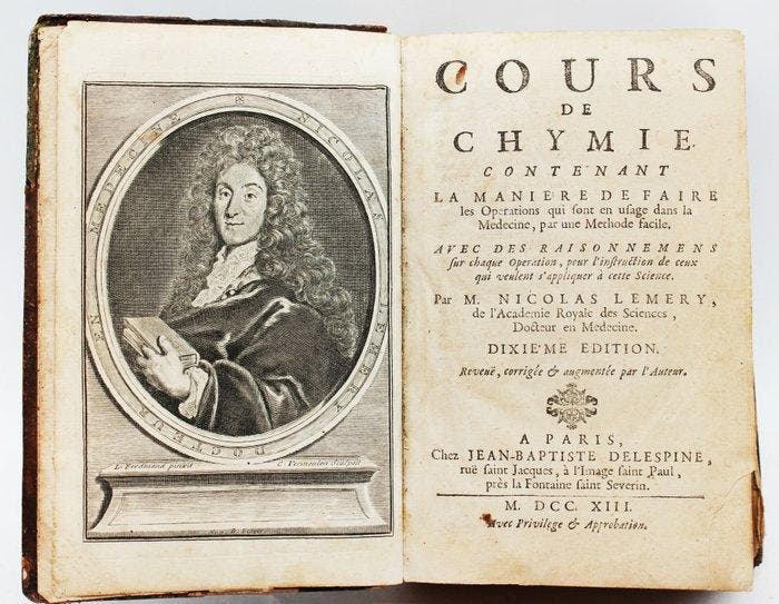 Lemery - Cours de Chymie - 1713, Antiquités & Art, Antiquités | Livres & Manuscrits