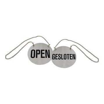 Infobord open/gesloten RVS 2 zijdig met ketting en zuignap, Verzenden, Nieuw in verpakking