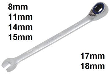 Bgs Technic Ratel Ring-steek sleutel 8 mm, omschakelbaar, Verzenden, Nieuw
