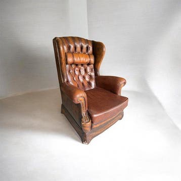 Fauteuil - Leer - Salvale Chesterfields, Antiek en Kunst